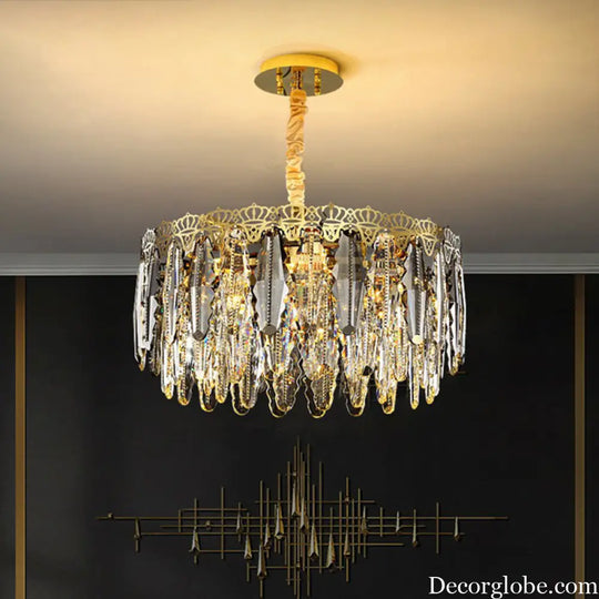 Brynlee Elegance Blooms: Crystal Leaf Pendant Light - DecorGlobe