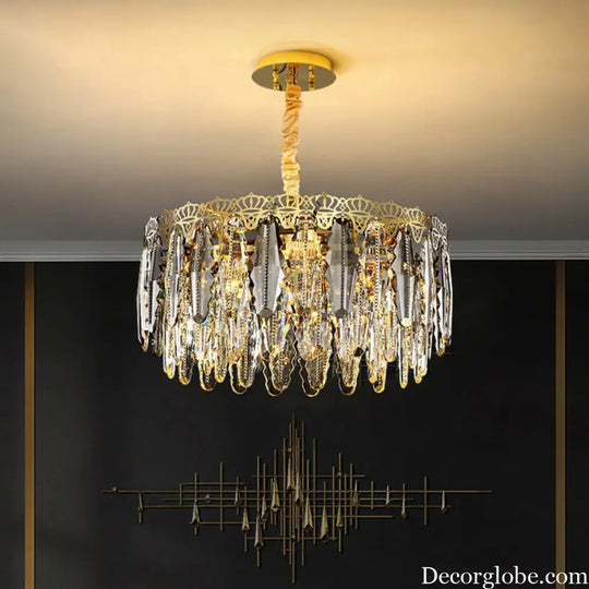 Brynlee Elegance Blooms: Crystal Leaf Pendant Light - DecorGlobe