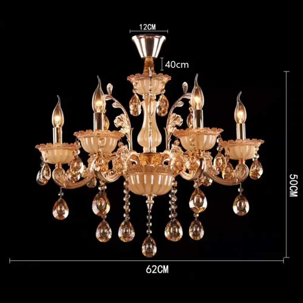 CALYX Crystal Jade European Candle Chandelier 4 lights / Cold White / China Mainland Chandeliers