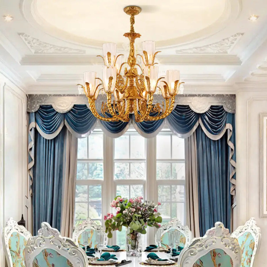 French style copper living room chandelier European style romantic cozy dining room lamp bedroom copper lamp home