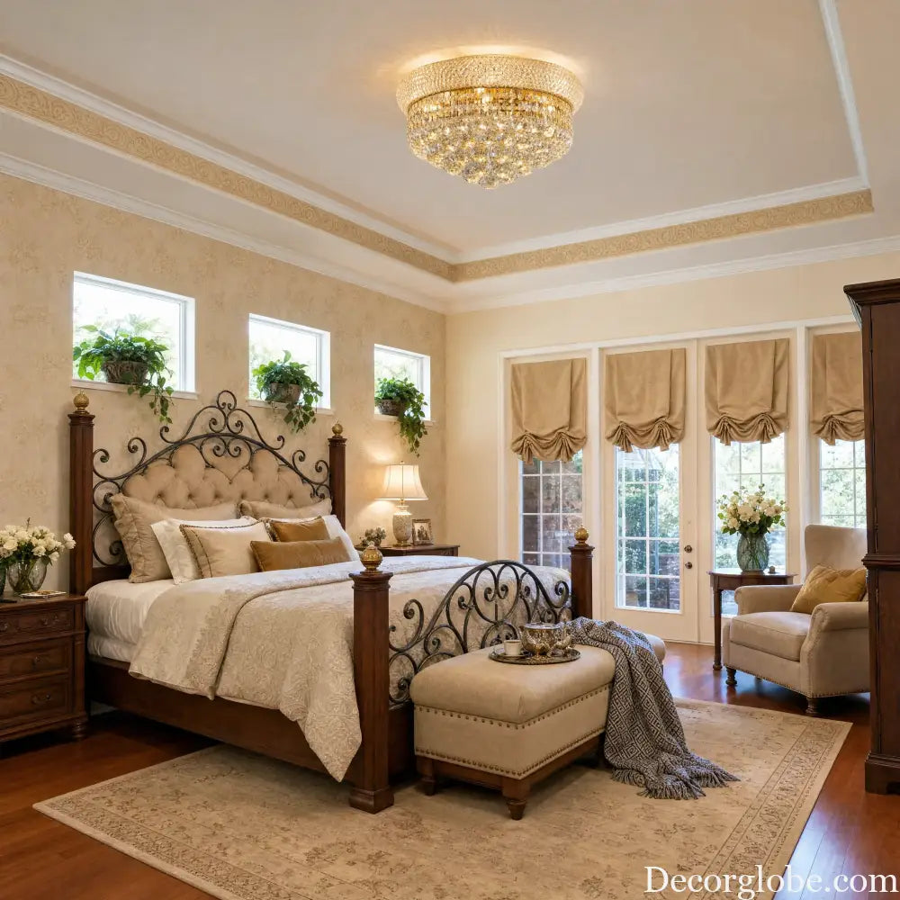 Modern Gold Crystal Chandelier &amp; Ceiling Light,Empire Style Dimmable Flush Mount Crystal Fixture for