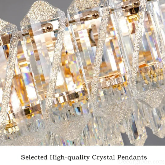 Camille French Luxury Long Crystal Chandelier Gold LED Grand Lobby Light Chandelier