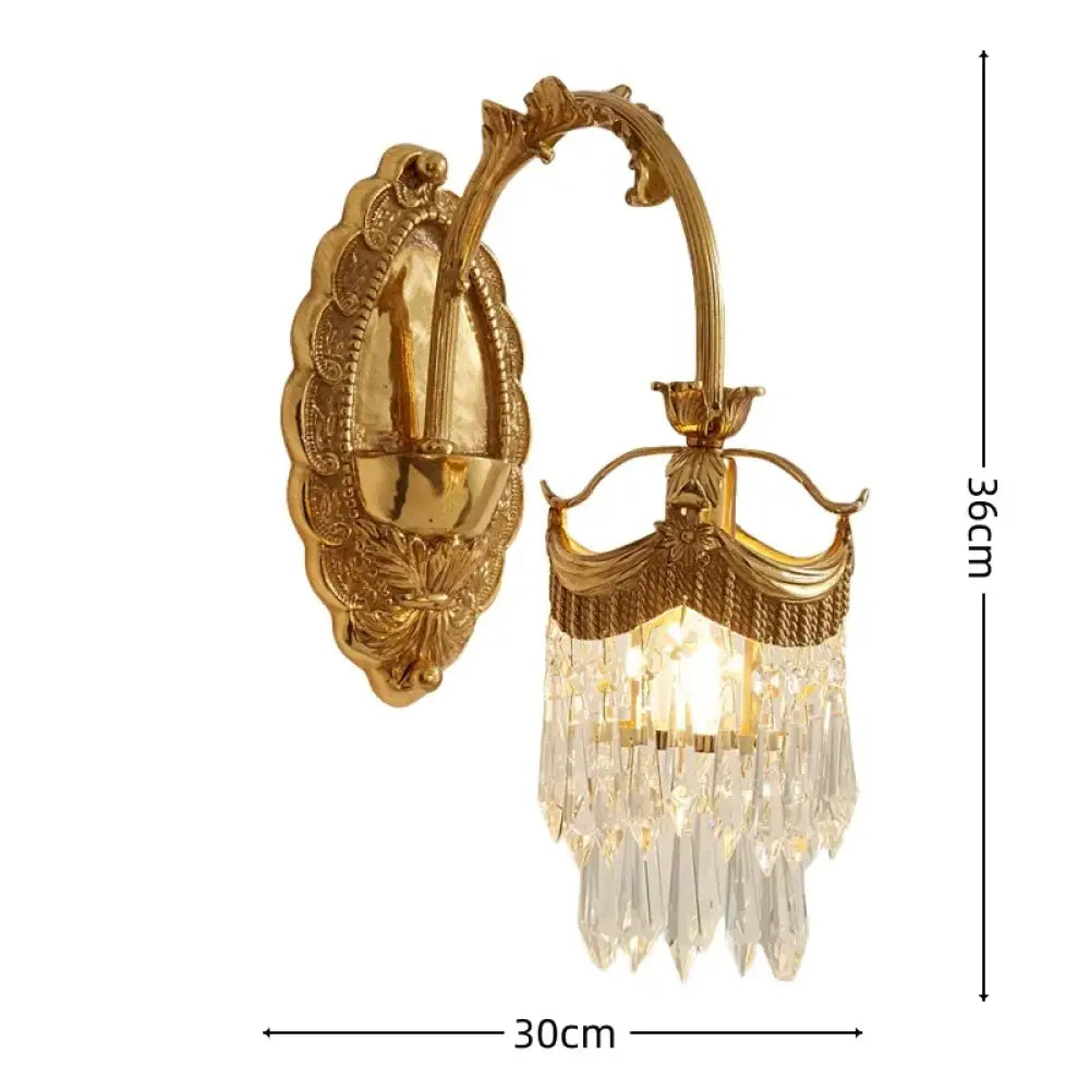 French Retro K9 Crystal Crown Wall Lamp Luxury Bedroom Bedside Living Room Classical American Style Light - WLB-086A