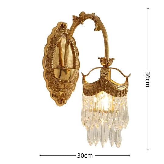 French Retro K9 Crystal Crown Wall Lamp Luxury Bedroom Bedside Living Room Classical American Style Light - WLB-086A