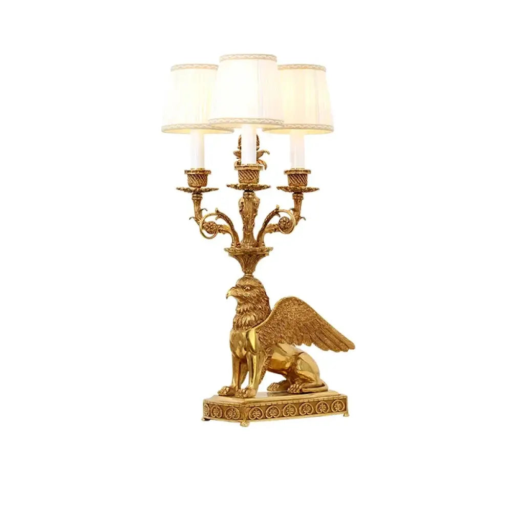 French Baroque Gold Brass Griffin Antique Desk Lights Luxury Mid Century Living Room Bedroom Centerpiece Copper Table