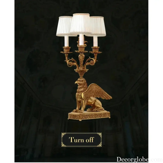 French Baroque Gold Brass Griffin Antique Desk Lights Luxury Mid Century Living Room Bedroom Centerpiece Copper Table
