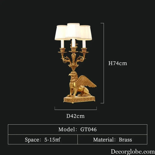 French Baroque Gold Brass Griffin Antique Desk Lights Luxury Mid Century Living Room Bedroom Centerpiece Copper Table