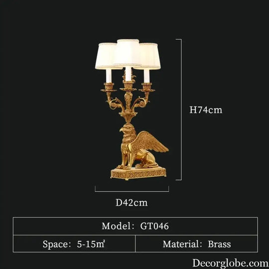 French Baroque Gold Brass Griffin Antique Desk Lights Luxury Mid Century Living Room Bedroom Centerpiece Copper Table