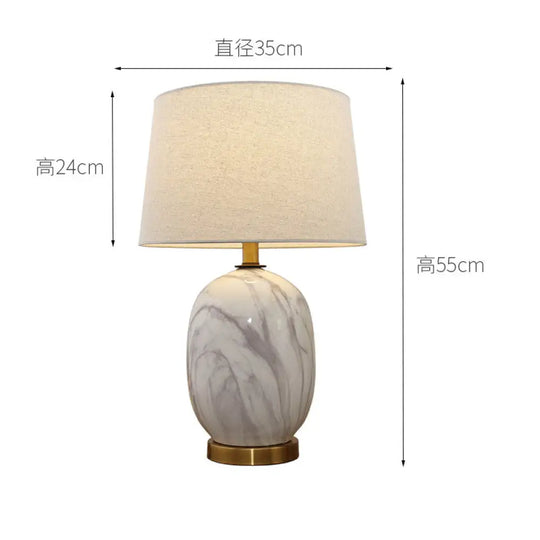 Modern Minimalist Ceramic Table Lamp for Living Room Bedroom Bedside Hotel Club Model Room Ambiance Decoration Lighting