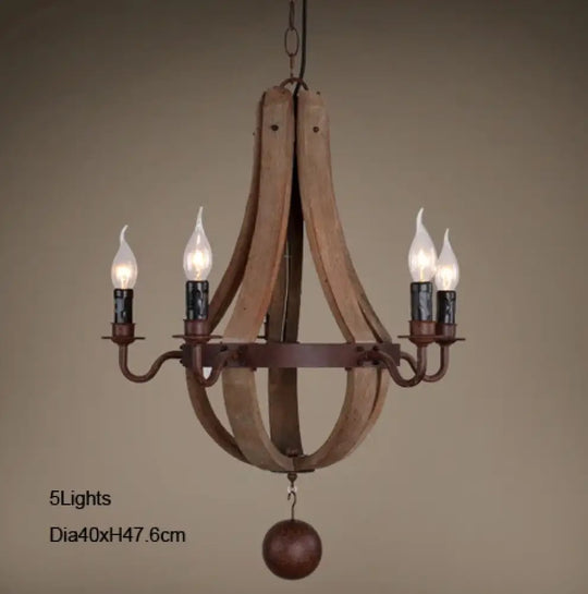Vintage chandelier decoration Retro wood light fixture of Living Room Bedroom Loft Home American Country Rural candle