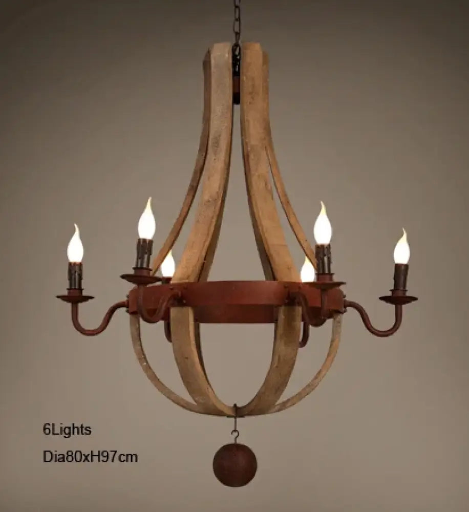 Vintage chandelier decoration Retro wood light fixture of Living Room Bedroom Loft Home American Country Rural candle