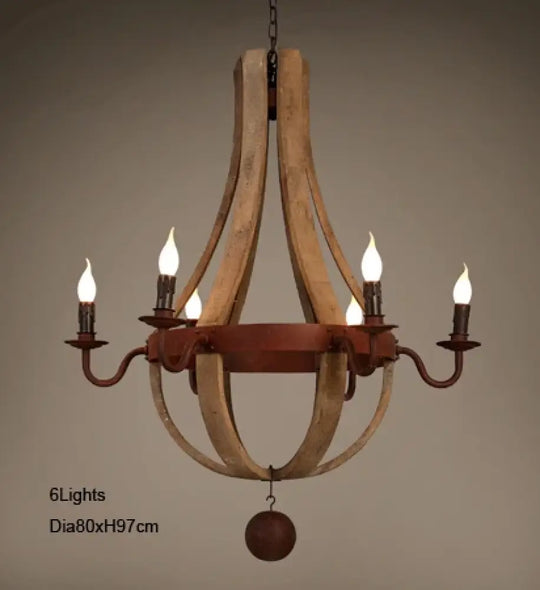 Vintage chandelier decoration Retro wood light fixture of Living Room Bedroom Loft Home American Country Rural candle