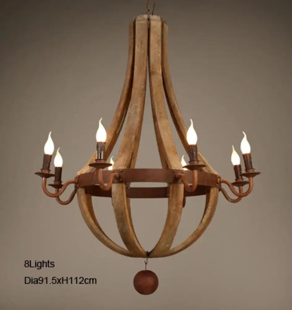 Vintage chandelier decoration Retro wood light fixture of Living Room Bedroom Loft Home American Country Rural candle