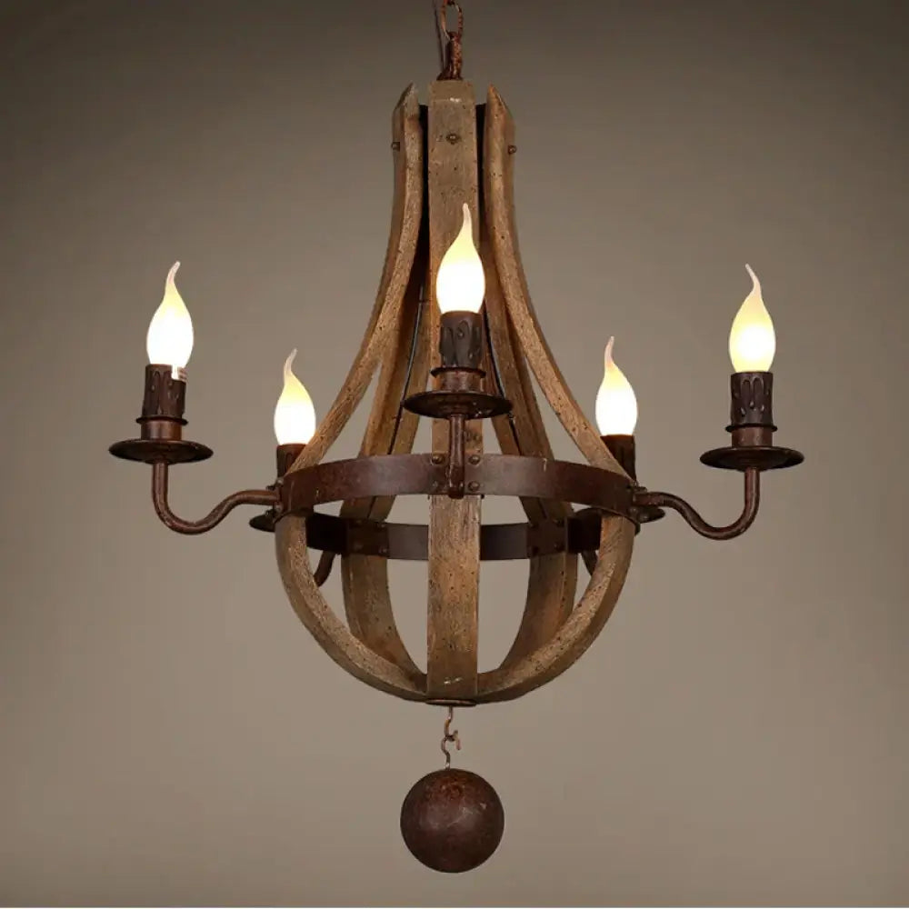 Vintage chandelier decoration Retro wood light fixture of Living Room Bedroom Loft Home American Country Rural candle