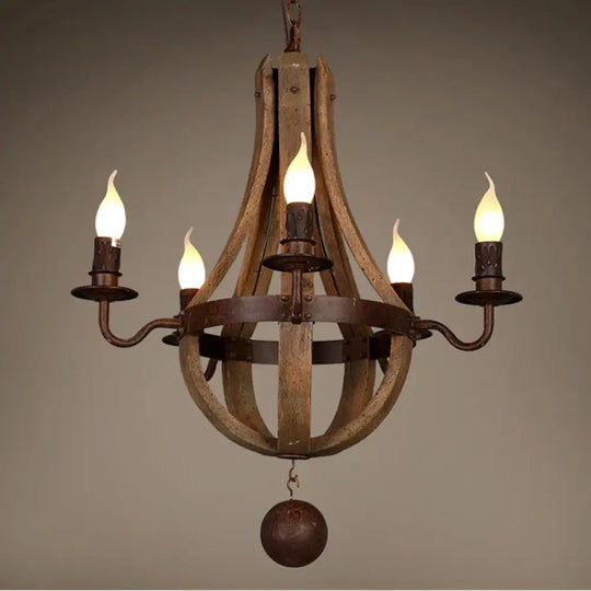 Vintage chandelier decoration Retro wood light fixture of Living Room Bedroom Loft Home American Country Rural candle