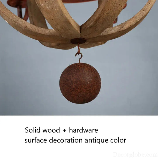 Vintage chandelier decoration Retro wood light fixture of Living Room Bedroom Loft Home American Country Rural candle