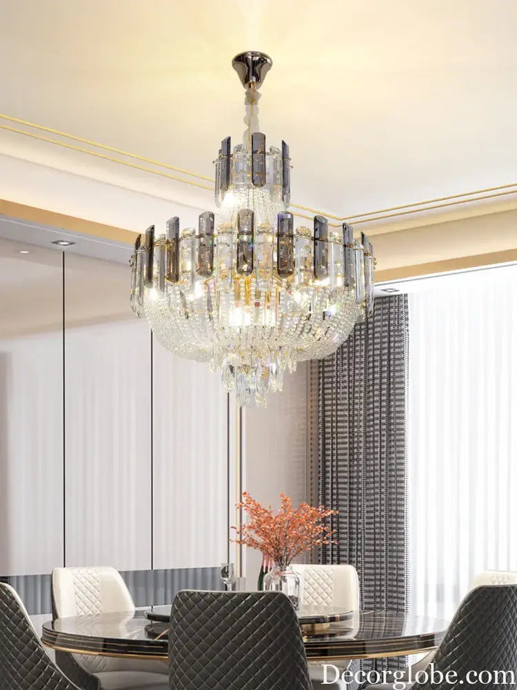 New Design Colorful Luxury Crystal Chandelier - Modern Artistry with Adjustable Chain for Living Rooms and Bedrooms - DecorGlobe
