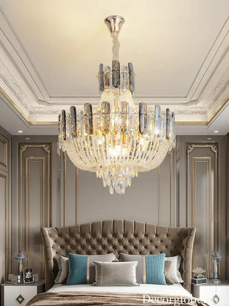 New Design Colorful Luxury Crystal Chandelier - Modern Artistry with Adjustable Chain for Living Rooms and Bedrooms - DecorGlobe