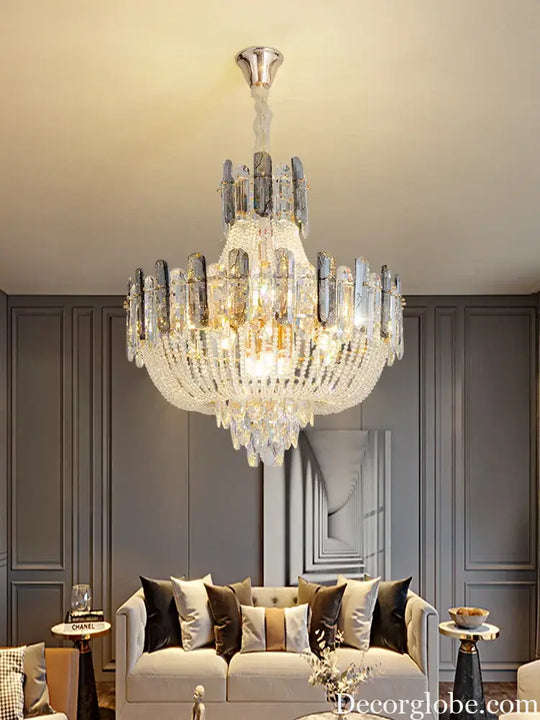 New Design Colorful Luxury Crystal Chandelier - Modern Artistry with Adjustable Chain for Living Rooms and Bedrooms - DecorGlobe