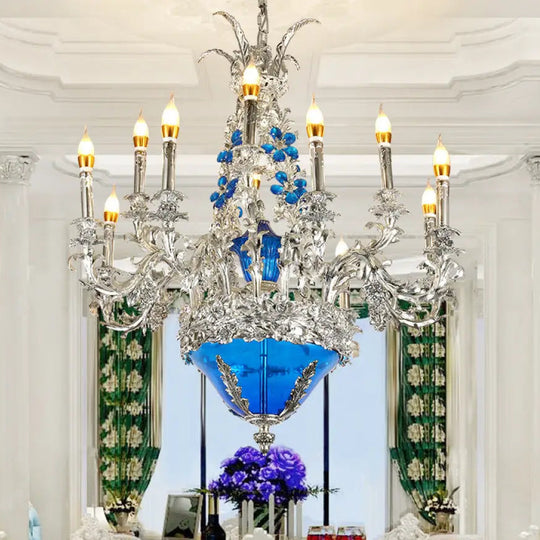 European-style retro pure copper living room chandelier court Villa French copper lamp high-end dining room bedroom