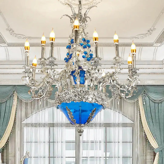 European-style retro pure copper living room chandelier court Villa French copper lamp high-end dining room bedroom