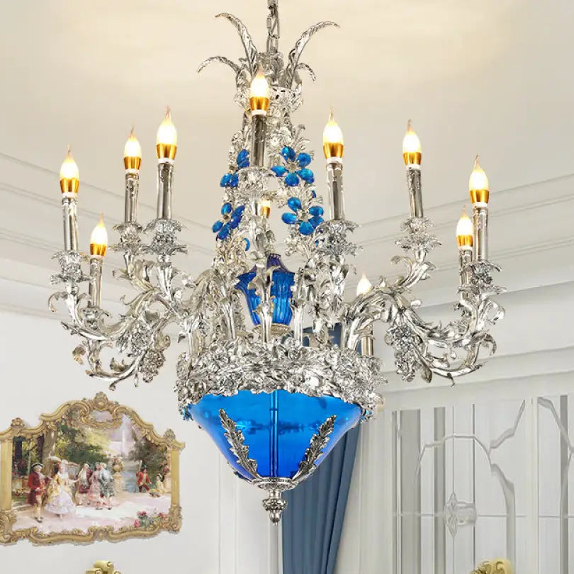 European-style retro pure copper living room chandelier court Villa French copper lamp high-end dining room bedroom