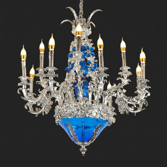 European-style retro pure copper living room chandelier court Villa French copper lamp high-end dining room bedroom
