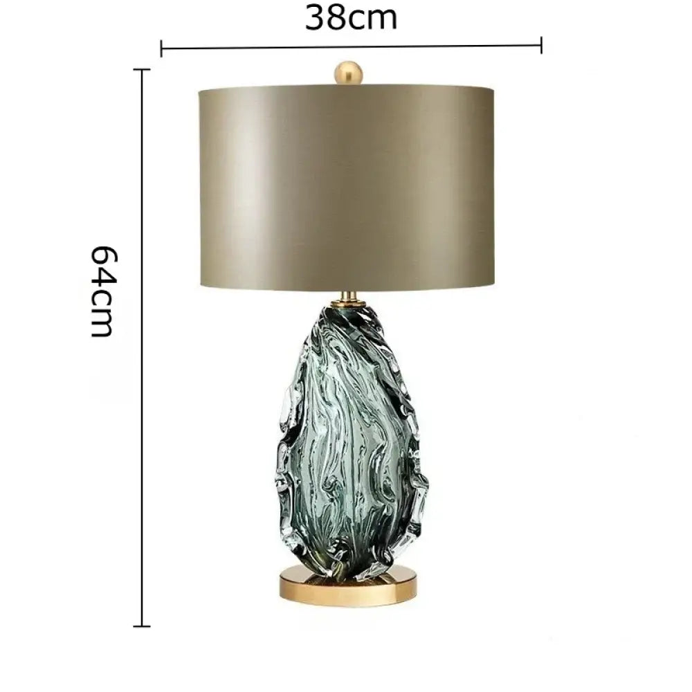 Celeste Crystal Glass Droplet Table Lamp - A green lampshade