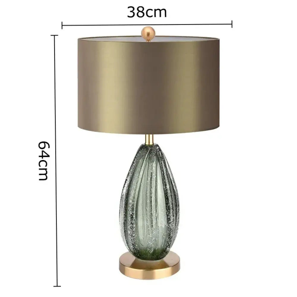 Celeste Crystal Glass Droplet Table Lamp - B green lampshade