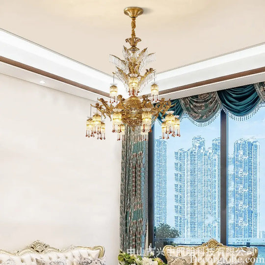 French-style light luxury crystal chandelier elegant Villa duplex building hall lighting European-style living room