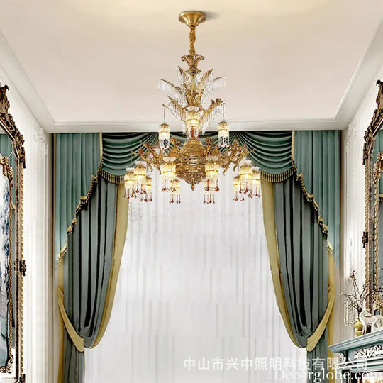 French-style light luxury crystal chandelier elegant Villa duplex building hall lighting European-style living room