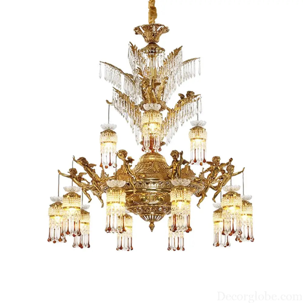 French-style light luxury crystal chandelier elegant Villa duplex building hall lighting European-style living room