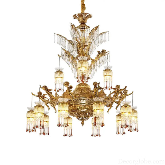 French-style light luxury crystal chandelier elegant Villa duplex building hall lighting European-style living room