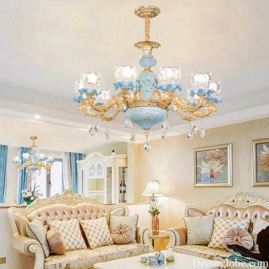 Luxury Ceramic Crystal Chandelier for Bedroom and Villa Staircase Chandelier