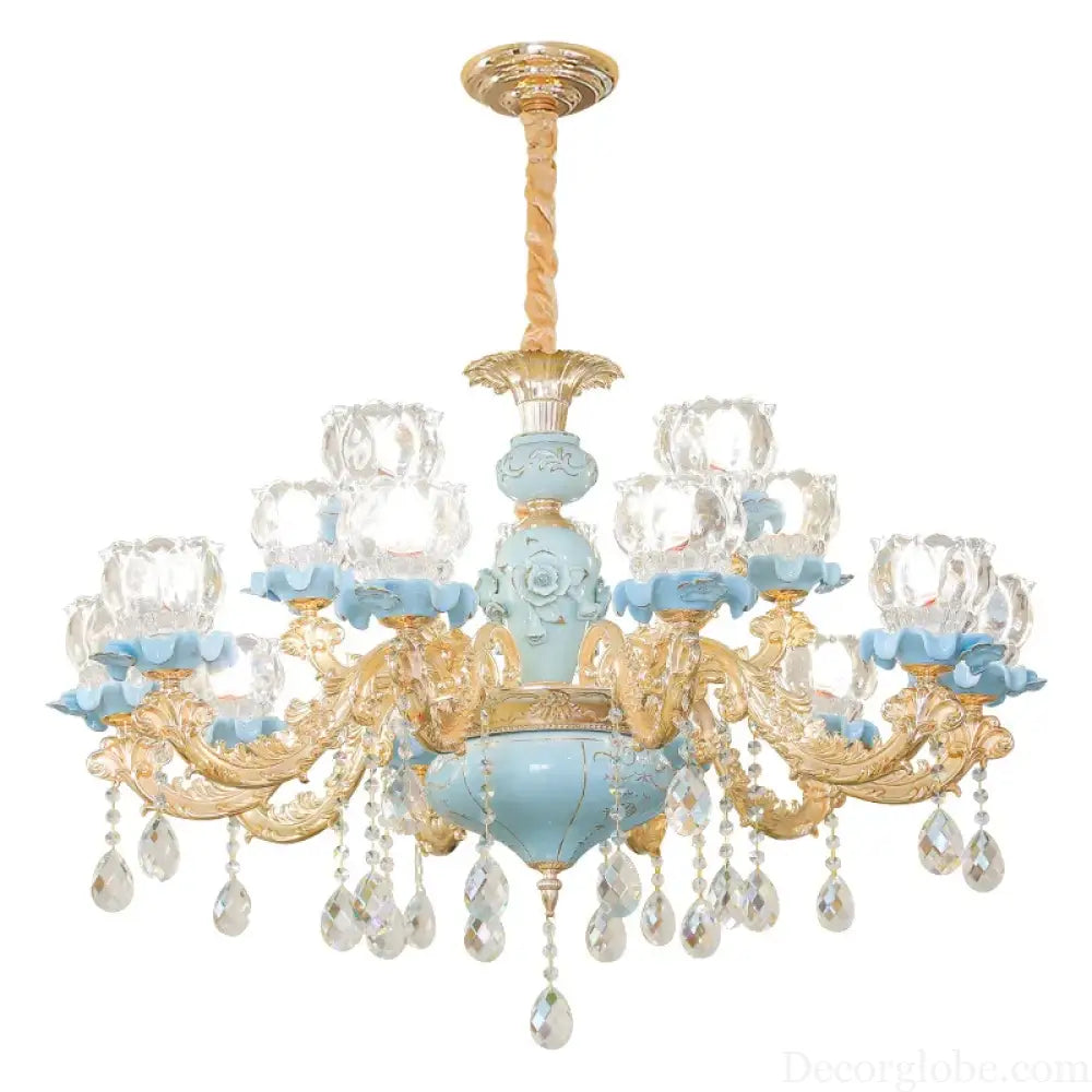 Luxury Ceramic Crystal Chandelier for Bedroom and Villa Staircase Chandelier