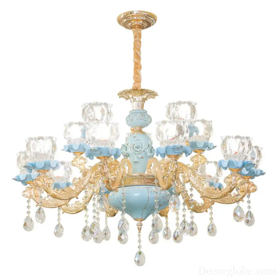 Luxury Ceramic Crystal Chandelier for Bedroom and Villa Staircase Chandelier