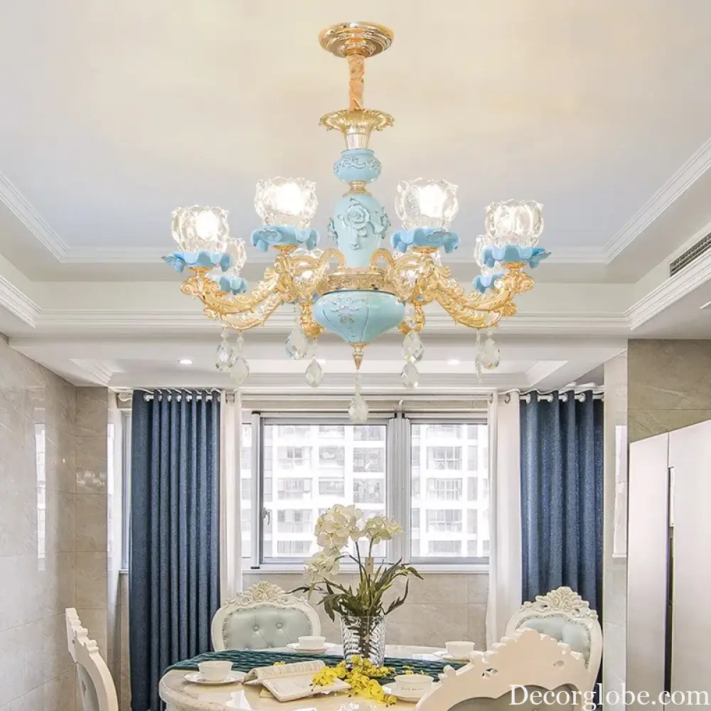 Luxury Ceramic Crystal Chandelier for Bedroom and Villa Staircase Chandelier