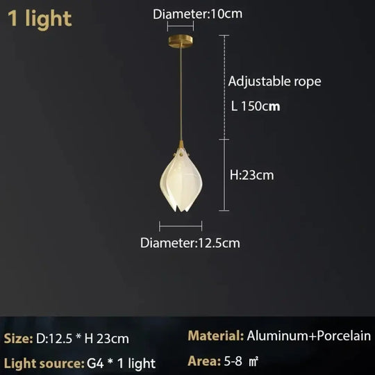 Ceramic Magnolia Chandelier for Staircase and Bedroom Lighting 1 light / Warm White (3000K) Chandelier