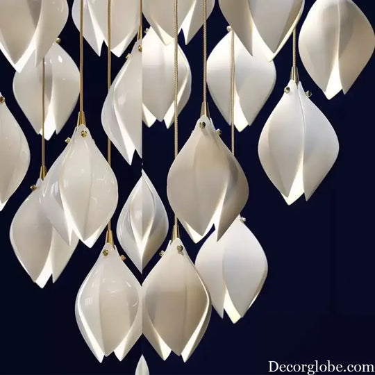 Ceramic Magnolia Chandelier for Staircase and Bedroom Lighting Chandelier