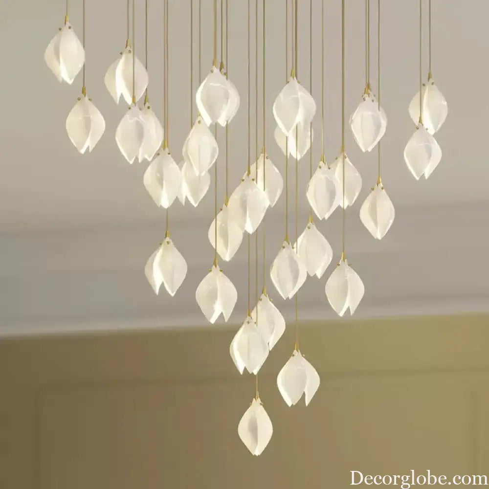 Ceramic Magnolia Chandelier for Staircase and Bedroom Lighting Chandelier