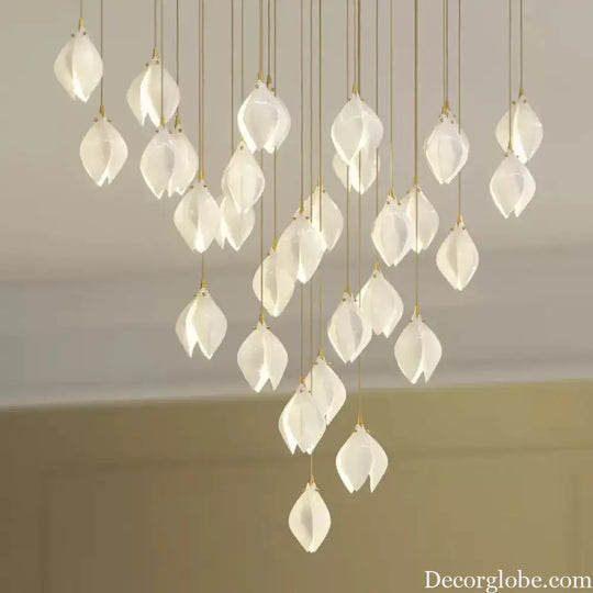 Ceramic Magnolia Chandelier for Staircase and Bedroom Lighting Chandelier