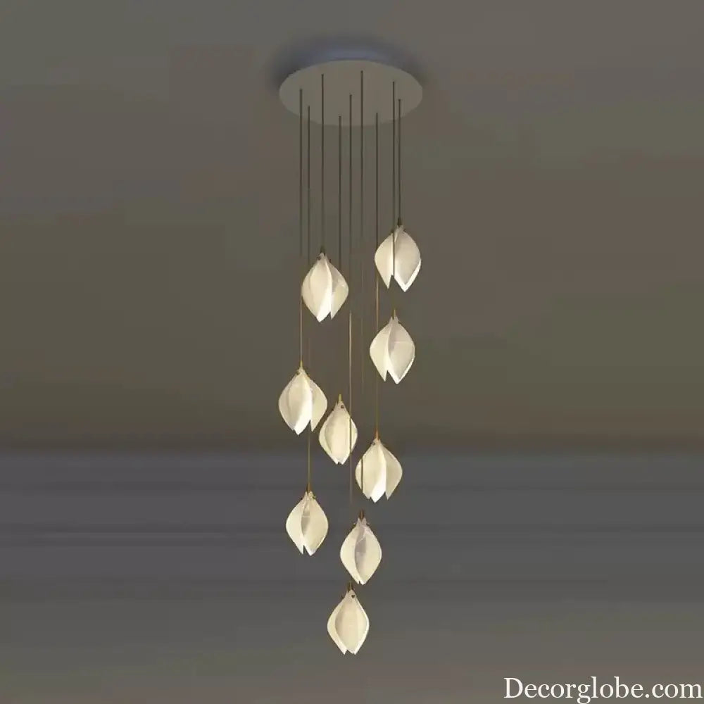 Ceramic Magnolia Chandelier for Staircase and Bedroom Lighting Chandelier