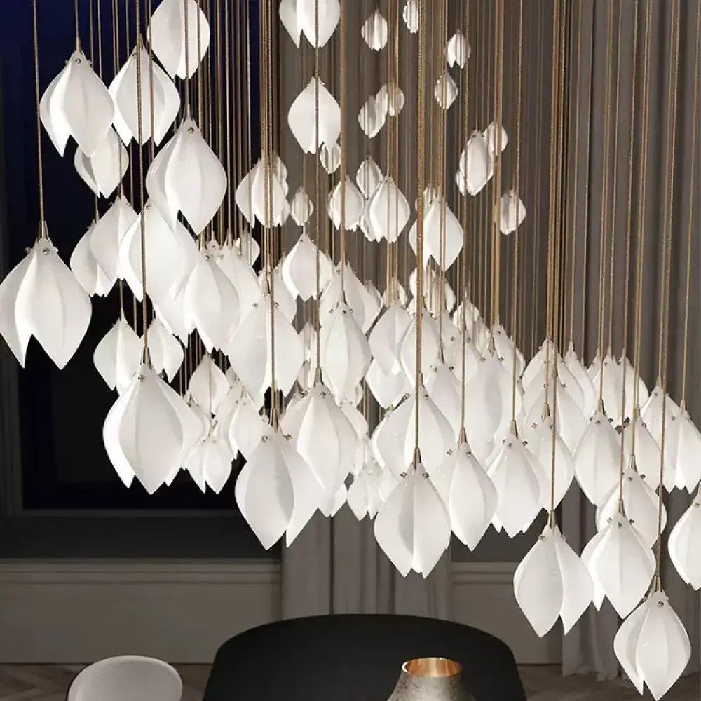 Ceramic Magnolia Chandelier for Staircase and Bedroom Lighting Chandelier