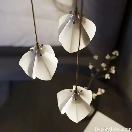 Ceramic Magnolia Chandelier for Staircase and Bedroom Lighting Chandelier
