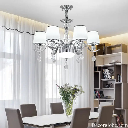 Elegant European Chrome Crystal Chandelier - A Postmodern Simple Fixture for Living Rooms, Dining Spaces, and Bedrooms - DecorGlobe