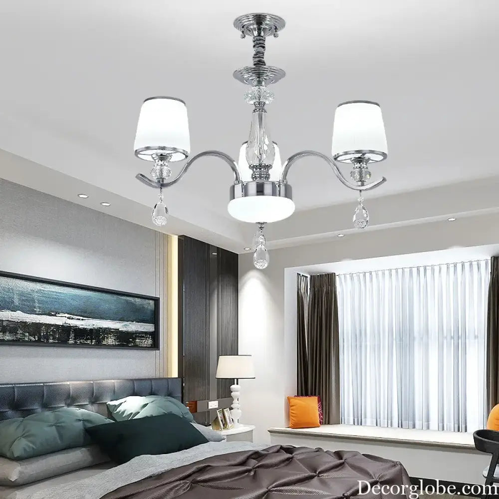 Elegant European Chrome Crystal Chandelier - A Postmodern Simple Fixture for Living Rooms, Dining Spaces, and Bedrooms - DecorGlobe