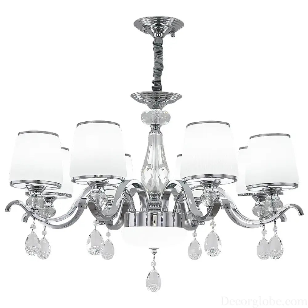 Elegant European Chrome Crystal Chandelier - A Postmodern Simple Fixture for Living Rooms, Dining Spaces, and Bedrooms - DecorGlobe