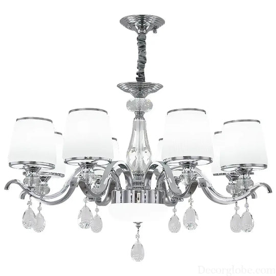 Elegant European Chrome Crystal Chandelier - A Postmodern Simple Fixture for Living Rooms, Dining Spaces, and Bedrooms - DecorGlobe