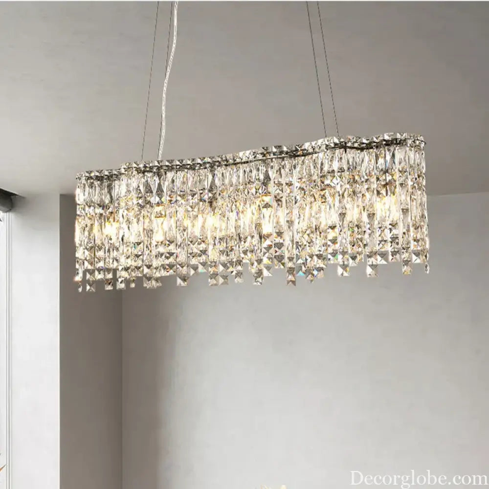 Elegant Chrome Stainless Steel K9 Crystal Chandelier - A Modern Luxury Lighting Fixture for Living Rooms, Bedrooms, and Dining Spaces - DecorGlobe