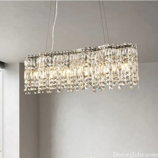 Elegant Chrome Stainless Steel K9 Crystal Chandelier - A Modern Luxury Lighting Fixture for Living Rooms, Bedrooms, and Dining Spaces - DecorGlobe